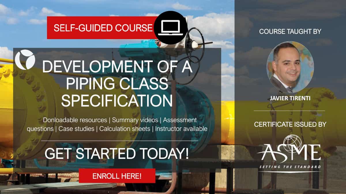 Piping class specification