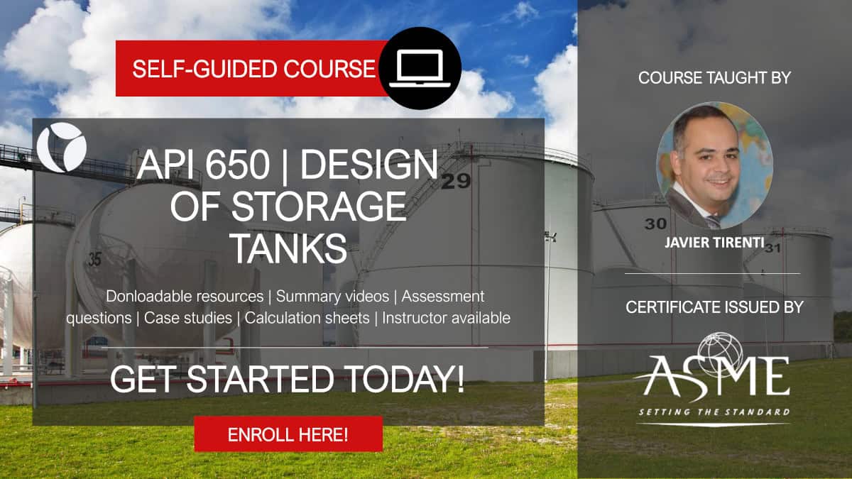 API 650 Design of Storage Tanks online course Arveng Training
