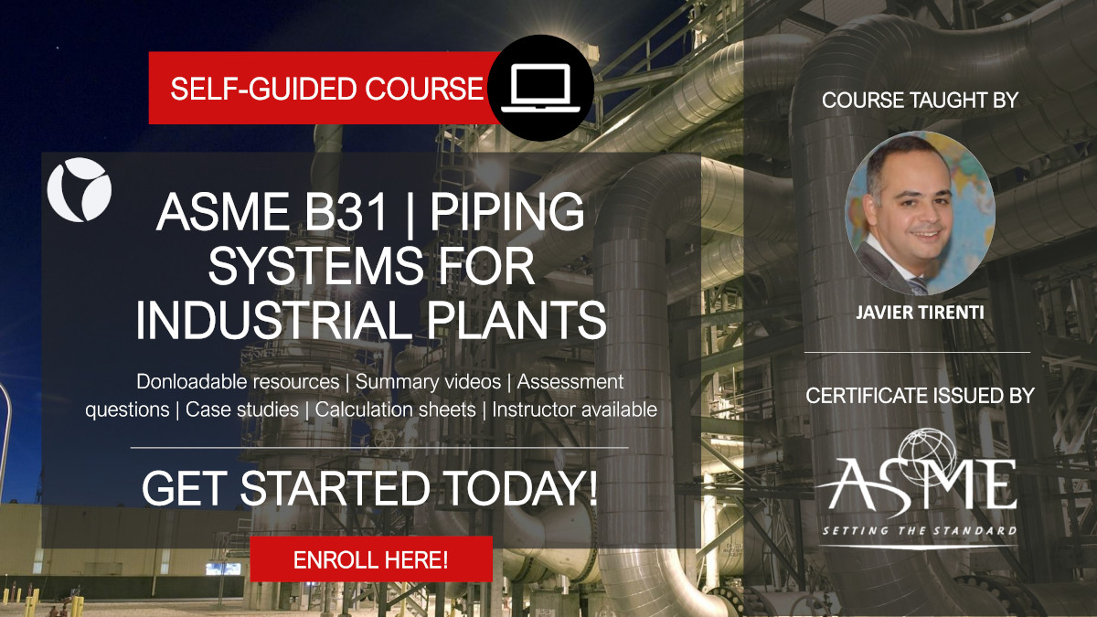ASME B31 Piping Systems for Industrial Plants online course