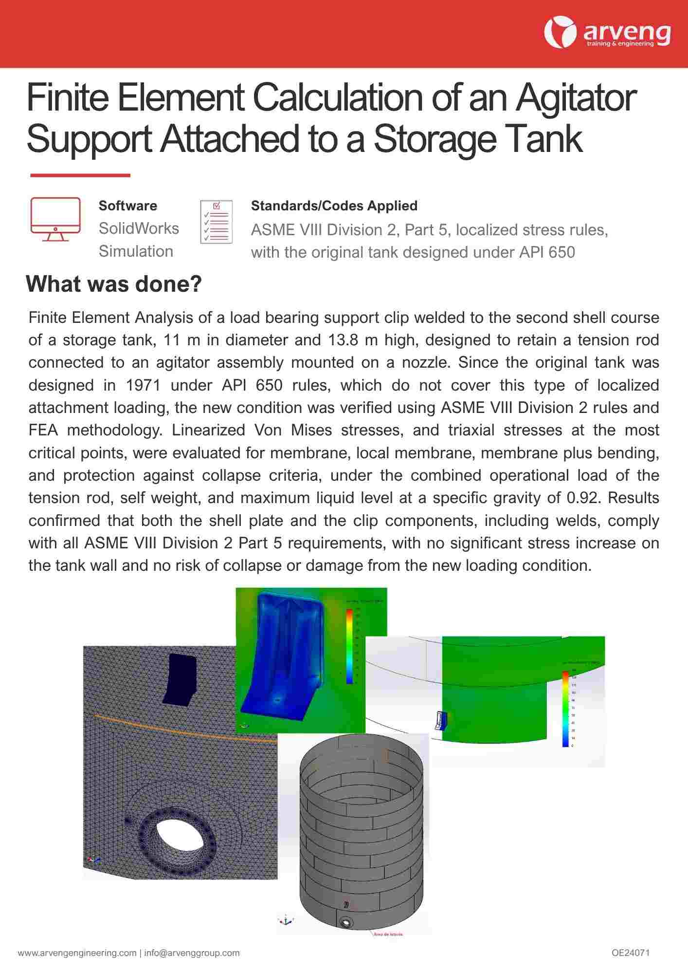 Finite Element Calculation of an Agitator Support Attached to a Storage Tank