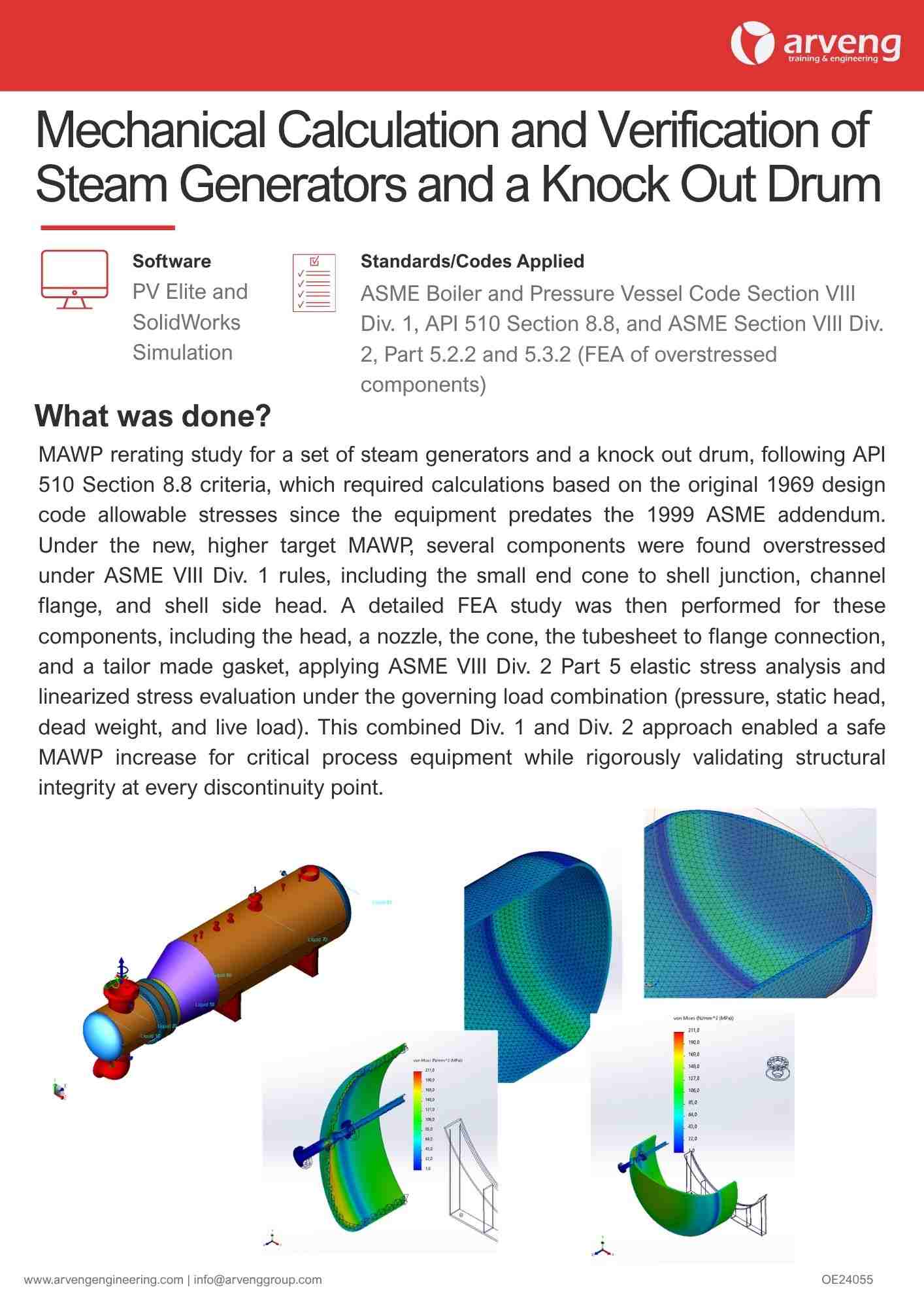 Mechanical Calculation and Verification of Steam Generators and a Knock Out Drum