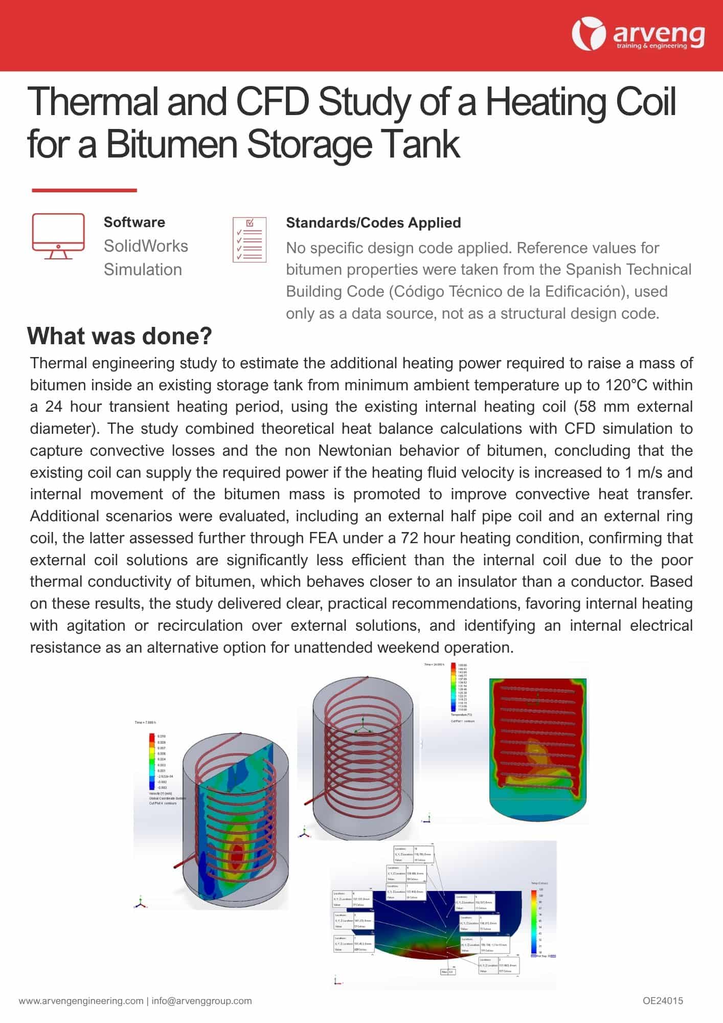 Thermal and CFD Study of a Heating Coil for a Bitumen Storage Tank